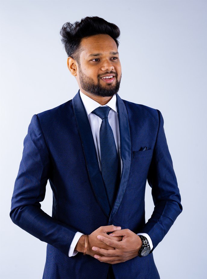 Naman Nandurkar, Founder and CEO of Octmi, in a formal corporate studio shoot in Pune